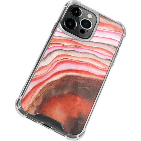 Orange Watercolor Geode iPhone 13 Pro Clear Case