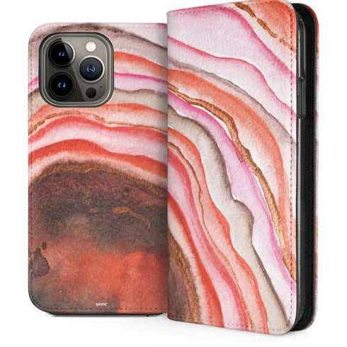 Orange Watercolor Geode iPhone 13 Pro Max Folio Case