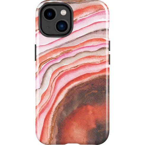 Orange Watercolor Geode iPhone 14 Plus Impact Case