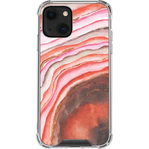 Orange Watercolor Geode iPhone 14 Plus Clear Case
