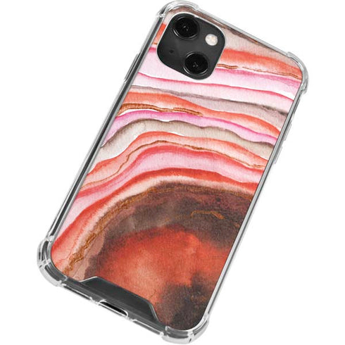 Orange Watercolor Geode iPhone 14 Plus Clear Case