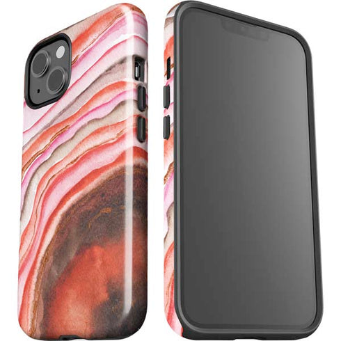Orange Watercolor Geode iPhone 15 Impact Case