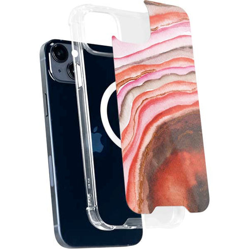 Orange Watercolor Geode iPhone 14 Plus MagSafe Case