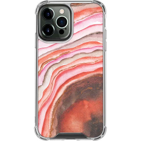 Orange Watercolor Geode iPhone 15 Pro Max Clear Case