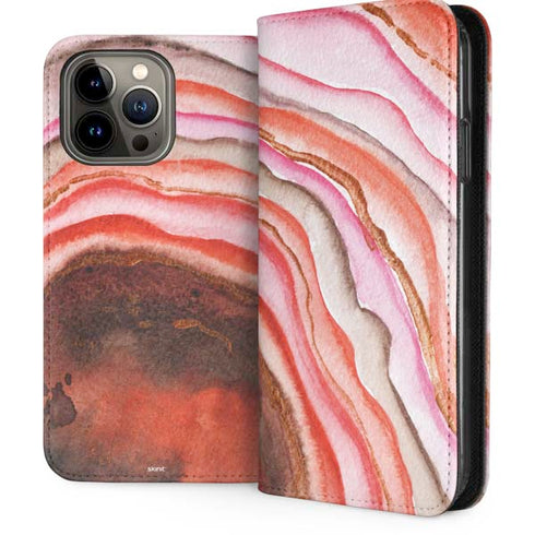 Orange Watercolor Geode iPhone 14 Pro Max Folio Case