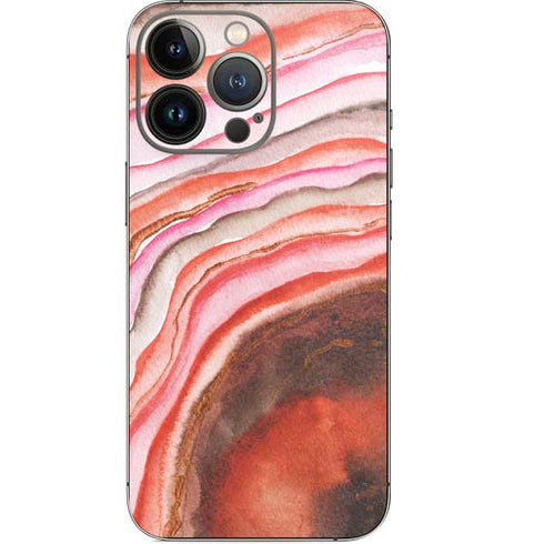 Orange Watercolor Geode iPhone 14 Pro Skin