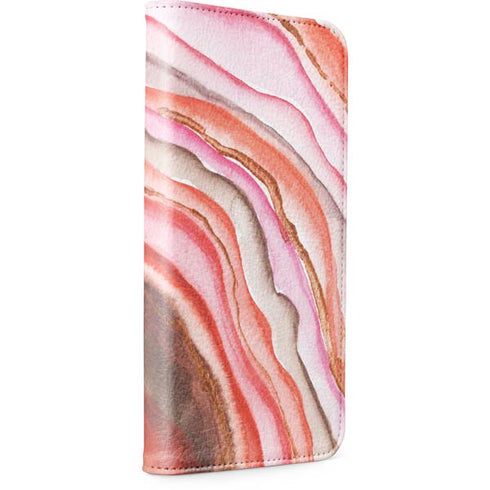 Orange Watercolor Geode iPhone 15 Pro Folio Case