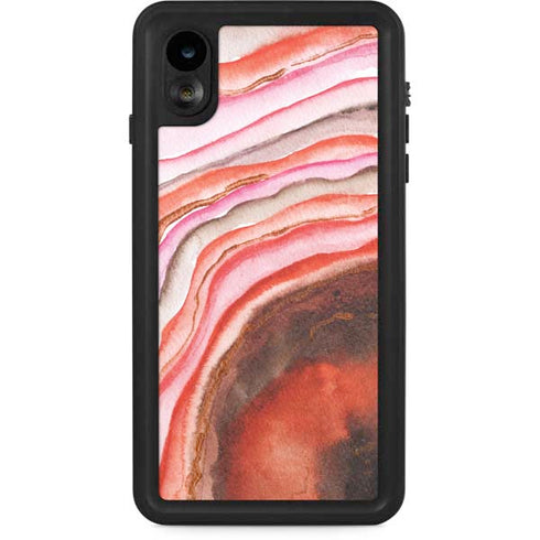 Orange Watercolor Geode iPhone XR Waterproof Case