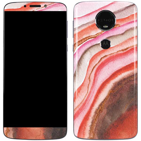 Orange Watercolor Geode Moto E5 Plus Skin