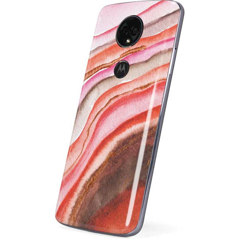 Orange Watercolor Geode Moto E5 Plus Skin