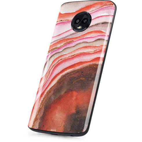 Orange Watercolor Geode Moto G6 Skin