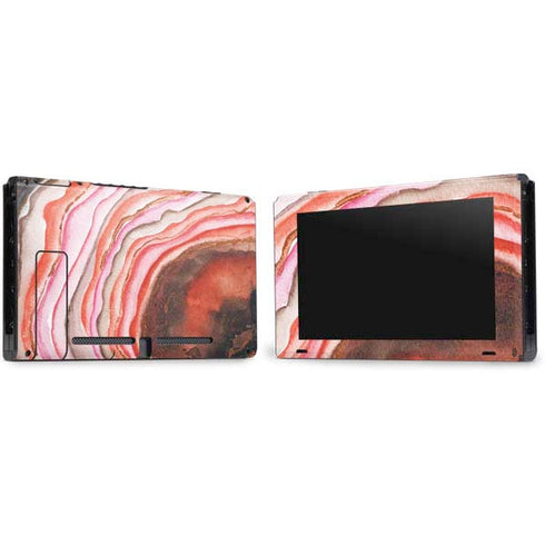 Orange Watercolor Geode Nintendo Switch Bundle Skin