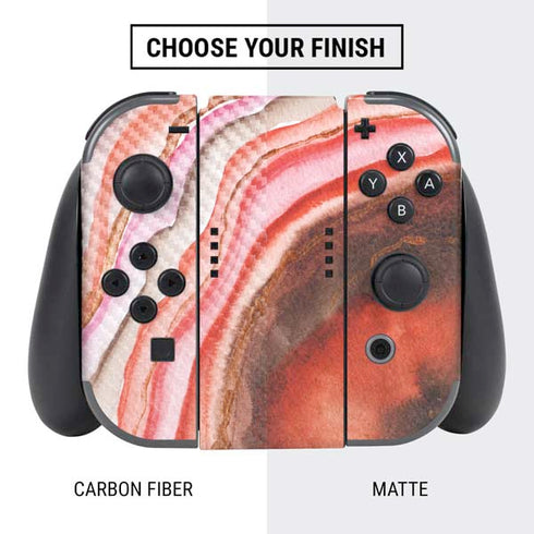 Orange Watercolor Geode Nintendo Switch Bundle Skin
