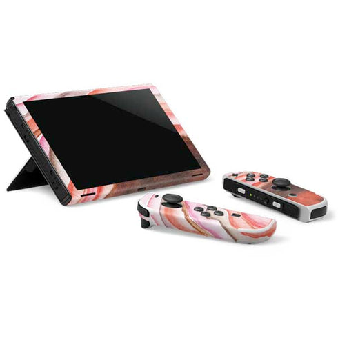 Orange Watercolor Geode Nintendo Switch OLED (2021) Skin