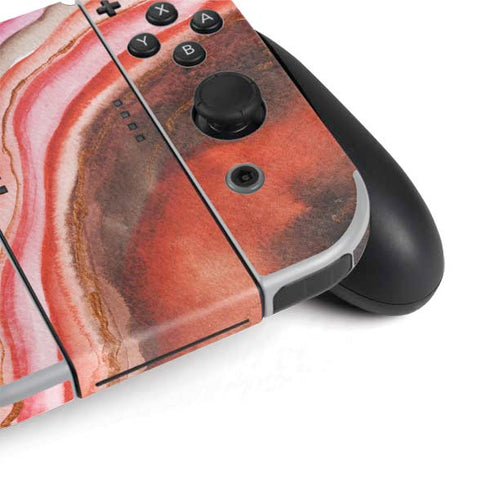 Orange Watercolor Geode Nintendo Switch OLED (2021) Skin