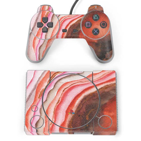 Orange Watercolor Geode PlayStation Classic Bundle Skin