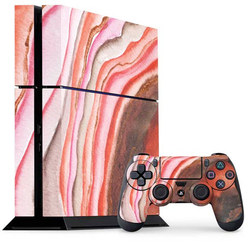 Orange Watercolor Geode PS4 Console and Controller Bundle Skin