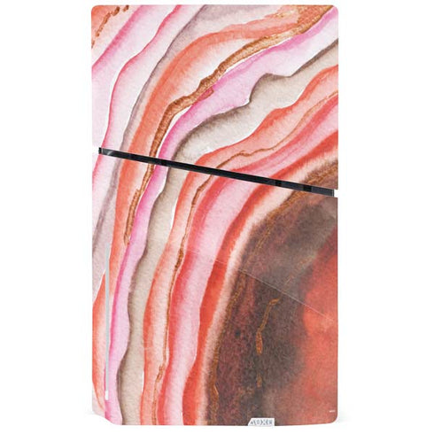 Orange Watercolor Geode PS5 Slim Disk Console Skin