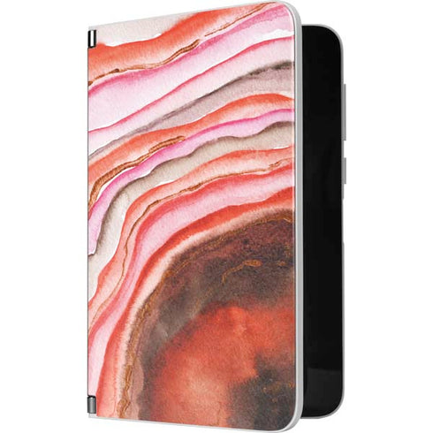 Orange Watercolor Geode Surface Duo Skin