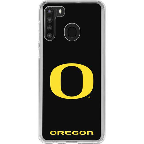 University of Oregon Ducks Black Gradient Galaxy A21 Clear Case