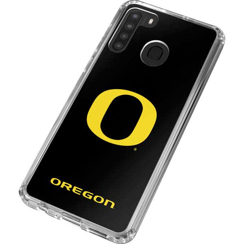 University of Oregon Ducks Black Gradient Galaxy A21 Clear Case