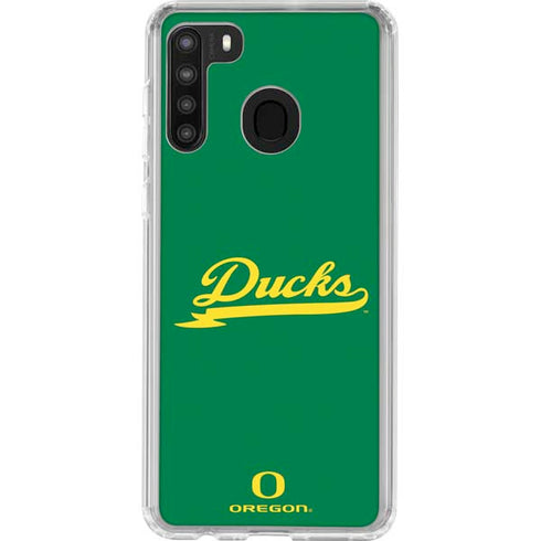 University of Oregon Ducks Logo and Wings Galaxy A21 Clear Case