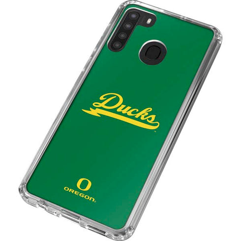 University of Oregon Ducks Logo and Wings Galaxy A21 Clear Case