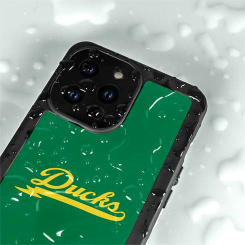 University of Oregon Ducks Logo and Wings iPhone 14 Pro Waterproof Case