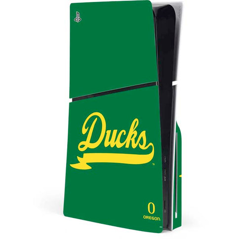 University of Oregon Ducks Logo and Wings PS5 Slim Disk Console Skin