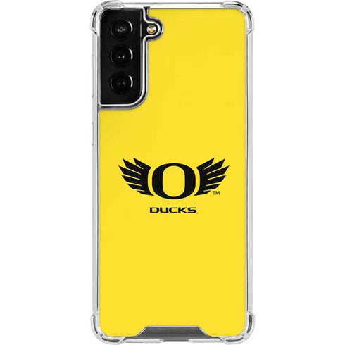 University of Oregon Ducks Yellow Galaxy S21 FE Clear Case