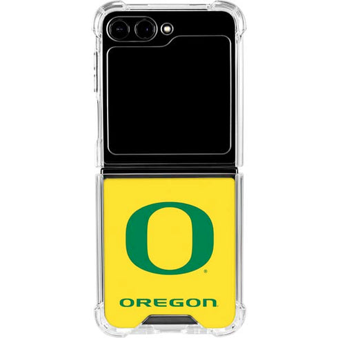University of Oregon Mesh Yellow Galaxy Z Flip5 5G Clear Case