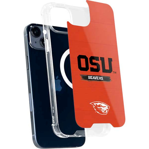 Oregon State University Texture iPhone 15 Plus MagSafe Case