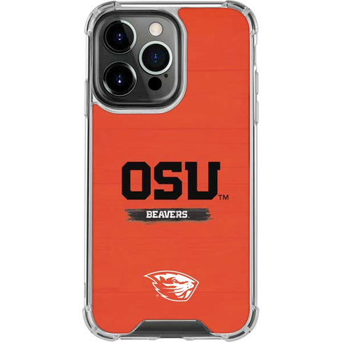 Oregon State University Texture iPhone 14 Pro Clear Case