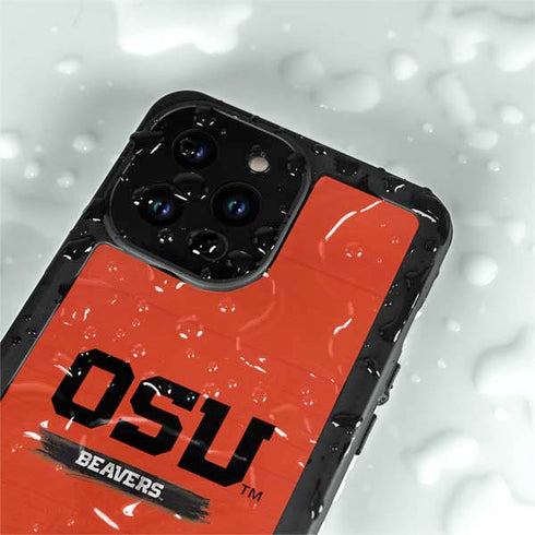 Oregon State University Texture iPhone 14 Pro Max Waterproof Case