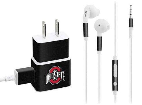 Ohio State University OSU Buckeyes Black Phone Charger Skin