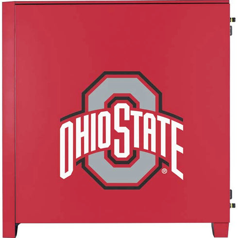Ohio State University Buckeyes Red Logo Corsair 4000D Tempered Glass Mid-Tower ATX Case Skin