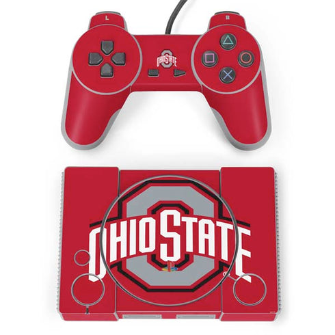 Ohio State University Buckeyes Red Logo PlayStation Classic Bundle Skin