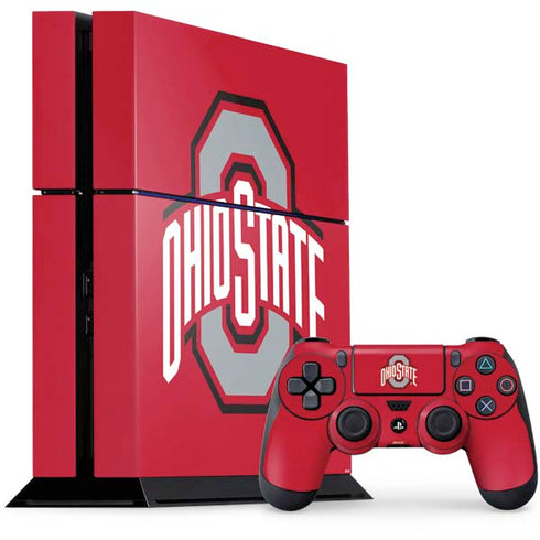 Ohio State University Buckeyes Red Logo PS4 Console and Controller Bundle Skin