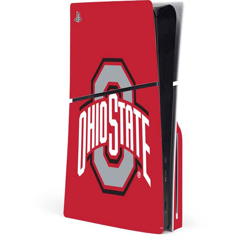 Ohio State University Buckeyes Red Logo PS5 Slim Disk Console Skin