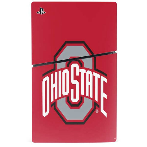 Ohio State University Buckeyes Red Logo PS5 Slim Digital Edition Bundle Skin