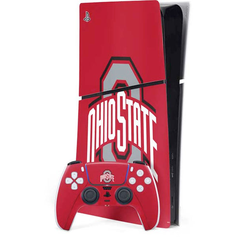 Ohio State University Buckeyes Red Logo PS5 Slim Digital Edition Console Skin