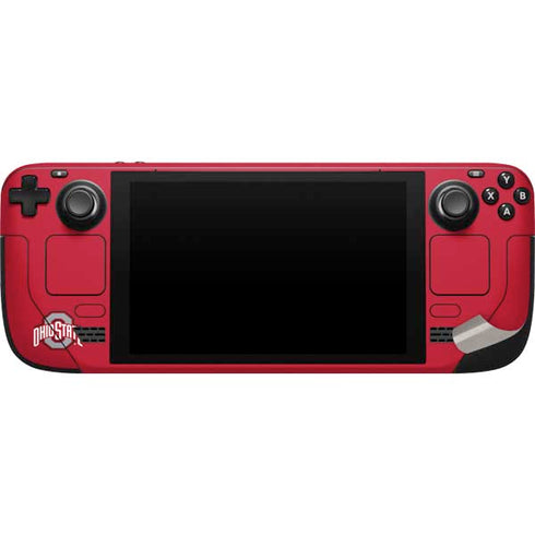 Ohio State University Buckeyes Red Logo Steam Deck Handheld Gaming Computer Skin