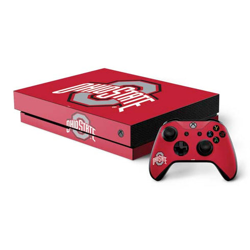Ohio State University Buckeyes Red Logo Xbox One X Bundle Skin