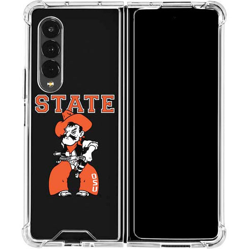 Oklahoma State University OSU Cowboys Orange Galaxy Z Fold4 5G Clear Case