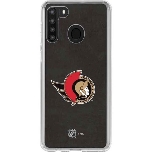 NHL Ottawa Senators Distressed Galaxy A21 Clear Case