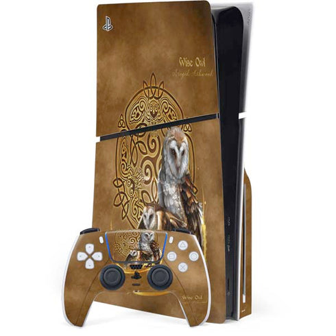 Owl Celtic Knot by Brigid Ashwood PS5 Slim Disk Bundle Skin