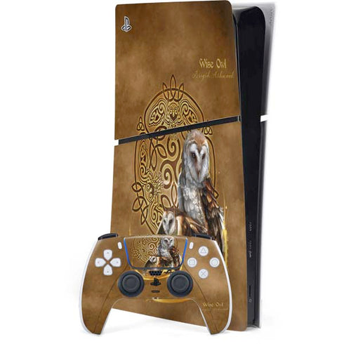 Owl Celtic Knot by Brigid Ashwood PS5 Slim Digital Edition Bundle Skin
