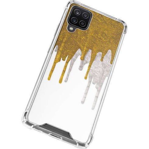 Paint Splatter Gold Galaxy A12 Clear Case