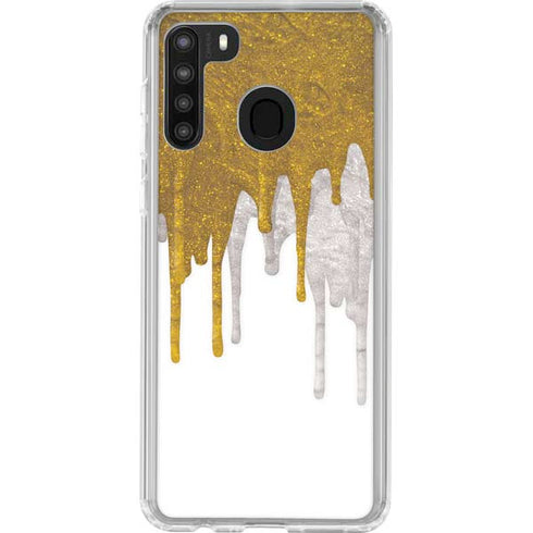 Paint Splatter Gold Galaxy A21 Clear Case