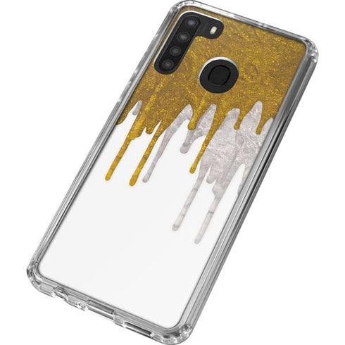 Paint Splatter Gold Galaxy A21 Clear Case